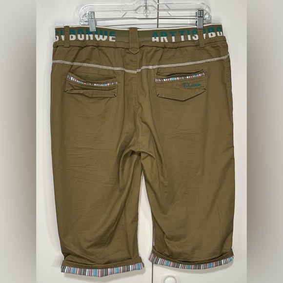 A’T’S bonwe Women 38 Brown Khaki Stretch Waist Drawstring Hiking Outdoor Capris - Picture 5 of 16